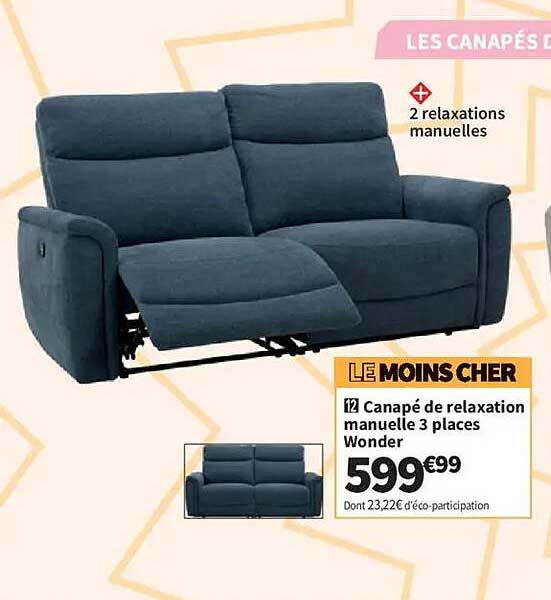 Canapé de relaxation manuelle 3 places Wonder