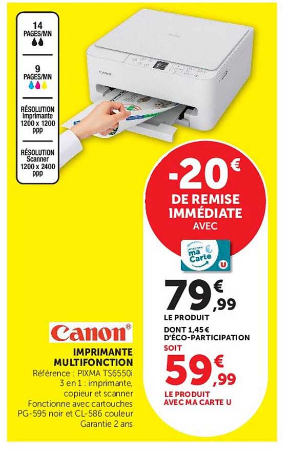 Canon IMPRIMANTE MULTIFONCTION Référence : PIXMA TS6550i 3 en 1 : imprimante, copieur et scanner