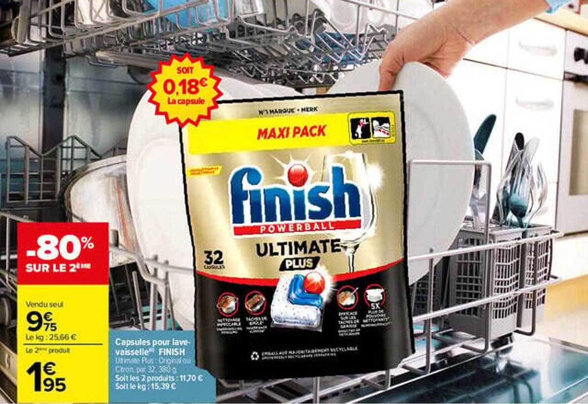 Capsules pour lave-vaisselle FINISH ULTIMATE + CLEAN
