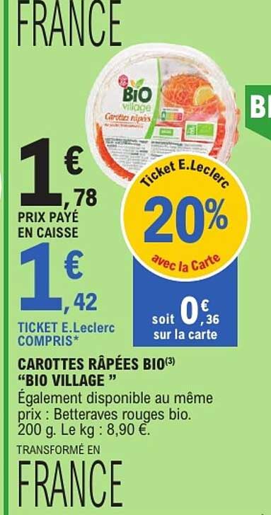 CAROTTES RÂPÉES BIO “BIO VILLAGE”