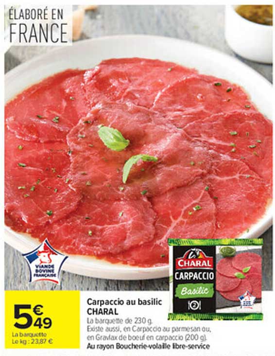 Carpaccio au basilic CHARAL