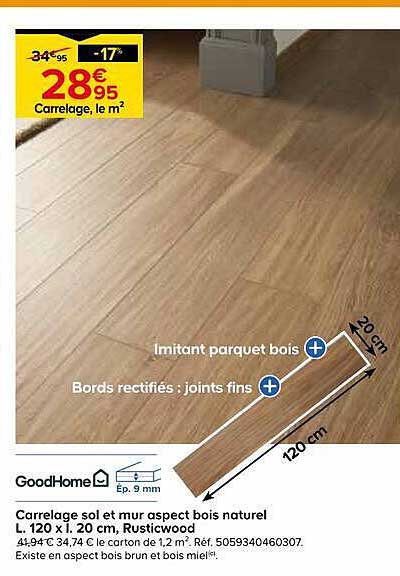 Carrelage sol et mur aspect bois naturel L. 120 x l. 20 cm, Rustywood