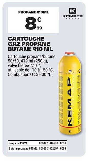 CARTOUCHE GAZ PROPANE BUTANE 410 ML