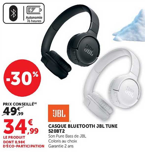 CASQUE BLUETOOTH JBL TUNE 520BT2