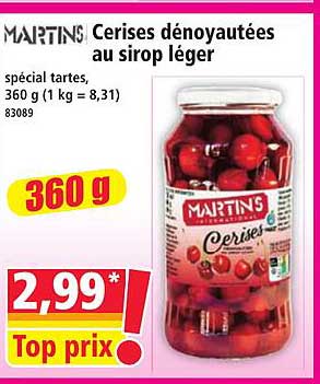 Cerises dénoyautées au sirop léger