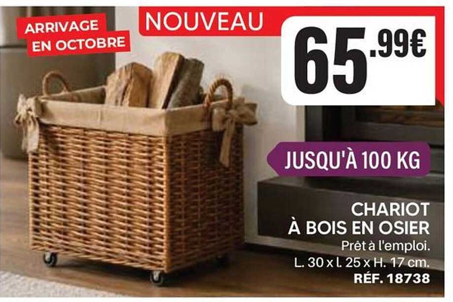 CHARIOT À BOIS EN OSIER