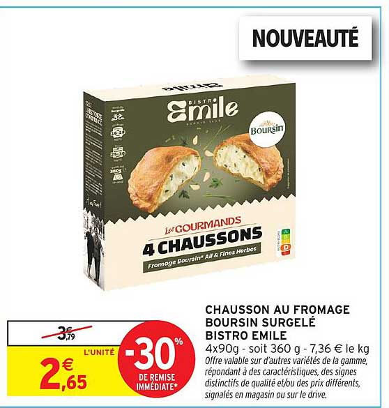 CHAUSSON AU FROMAGE BOURSIN SURGELÉ BISTRO EMILE