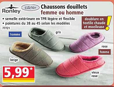 Chaussons douillets femme ou homme