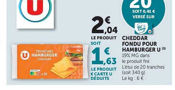 CHEDDAR FONDU POUR HAMBURGER U