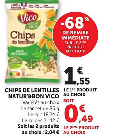 CHIPS DE LENTILLES NATUR’&BON VICO
