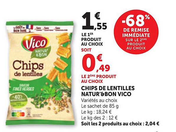 Chips de lentilles Natur'&Bon Vico