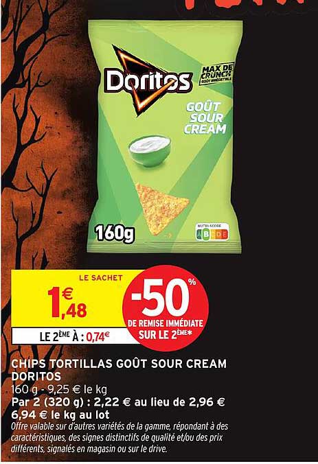 CHIPS TORTILLAS GOÛT SOUR CREAM DORITOS
