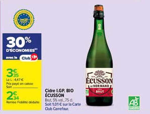 Cidre I.G.P. BIO ECUSSON Brut 5% vol. 75 cl