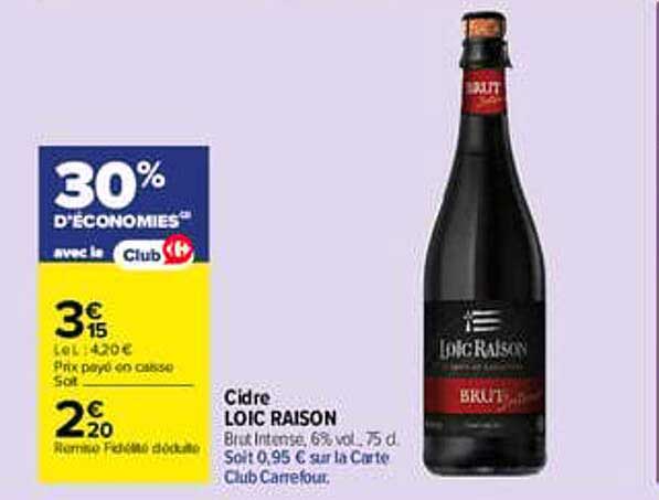 Cidre LOIC RAISON Brut Intense, 6% vol. 75 cl