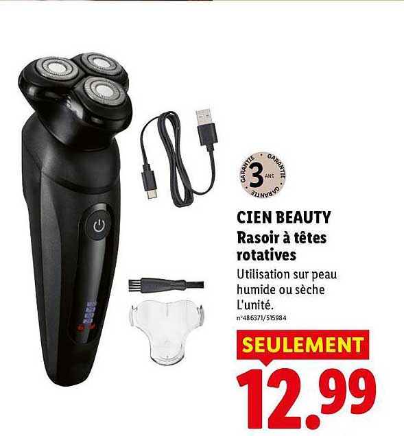 CIEN BEAUTY Rasoir à têtes rotatives