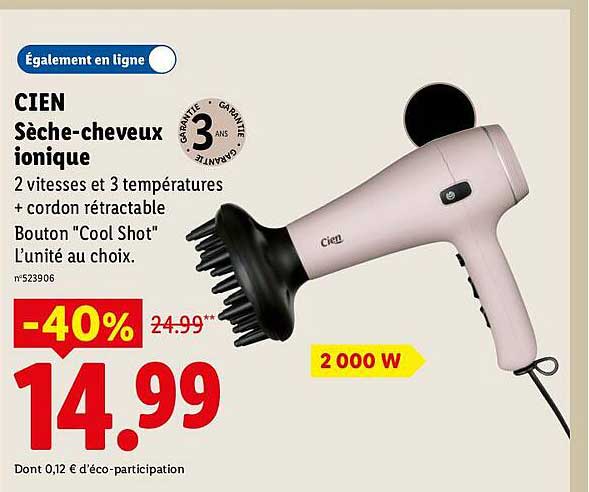 CIEN Sèche-cheveux ionique
