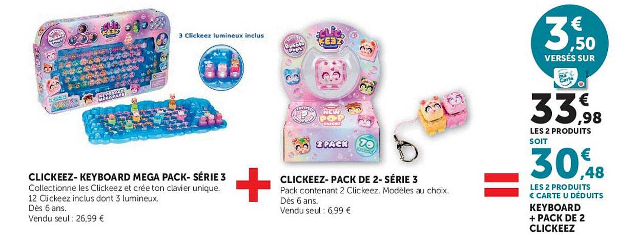 CLICKEEZ- KEYBOARD MEGA PACK- SÉRIE 3 + CLICKEEZ- PACK DE 2- SÉRIE 3