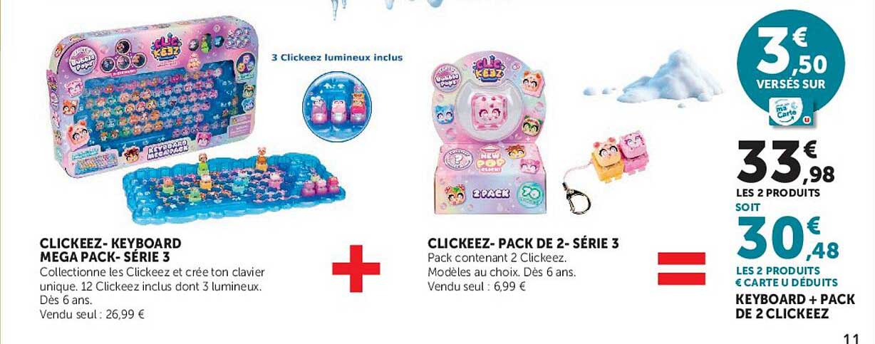 CLICKEEZ- KEYBOARD MEGA PACK- SERIE 3 + CLICKEEZ- PACK DE 2- SERIE 3