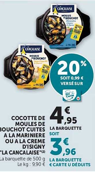 COCOTTE DE MOULES DE BOUCHOT CUITES À LA MARINIÈRE OU À LA CRÈME D'ISIGNY "LA CANCALAISE"