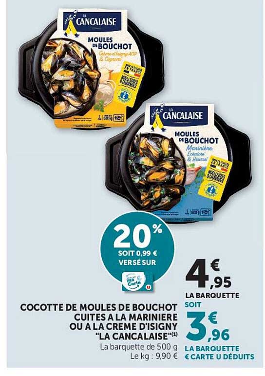COCOTTE DE MOULES DE BOUCHOT CUITES A LA MARINIERE OU A LA CREME D’ISIGNY "LA CANCALAISE"