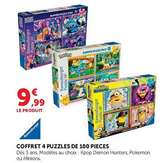 COFFRET 4 PUZZLES DE 100 PIECES