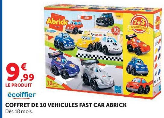 COFFRET DE 10 VEHICULES FAST CAR ABRICK