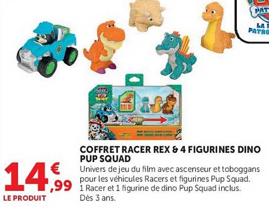 COFFRET RACER REX & 4 FIGURINES DINO PUP SQUAD