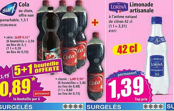 Cola au choix, offre non panachable, 1,5 l - 5+1 bouteille OFFERTE