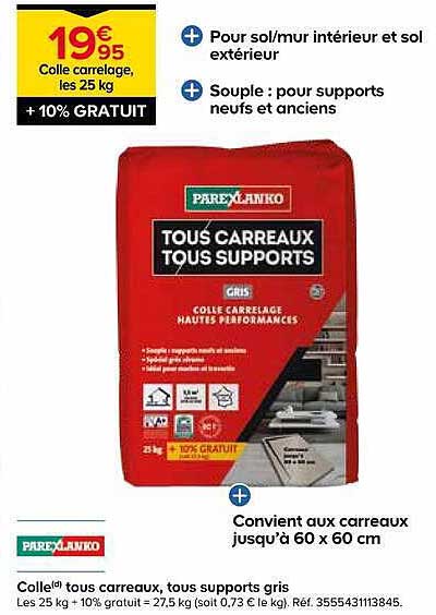 Colle carrelage, les 25 kg