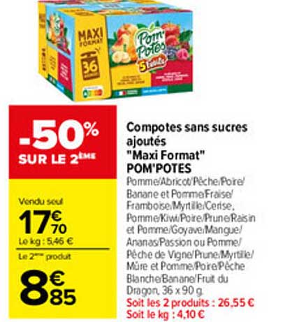 Compotes sans sucres ajoutés "Maxi Format" POM'POTES