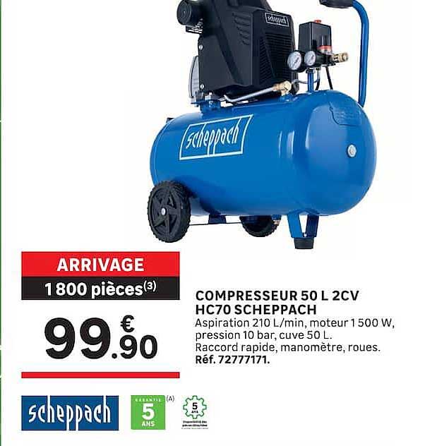 COMPRESSEUR 50 L 2CV HC70 SCHEPPACH