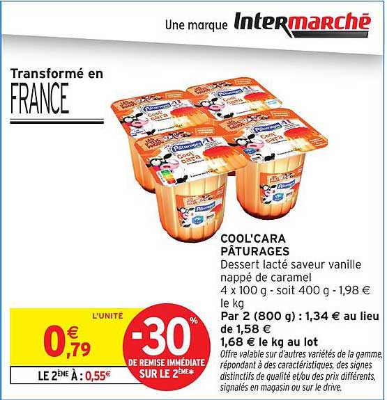 COOL'CARA PÂTURAGES Dessert lacté saveur vanille nappé de caramel