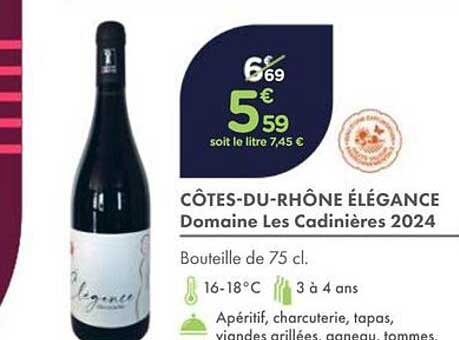 CÔTES-DU-RHÔNE ÉLÉGANCE Domaine Les Cadinières 2024