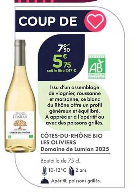 COUP DE ❤ CÔTES-DU-RHÔNE BIO LES OLIVIERS Domaine de Lumian 2025