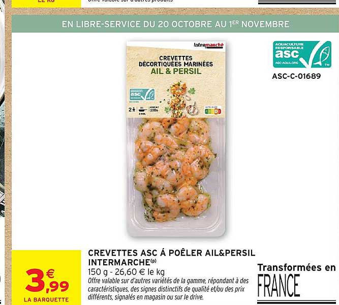 CREVETTES ASC À POÊLER AIL&PERSIL INTERMARCHÉ(p)