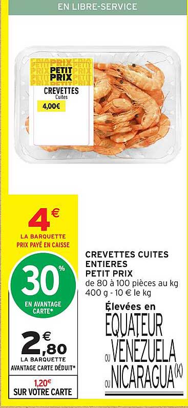 CREVETTES CUITES ENTIÈRES PETIT PRIX