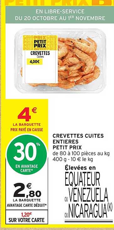 CREVETTES CUITES ENTIÈRES PETIT PRIX
