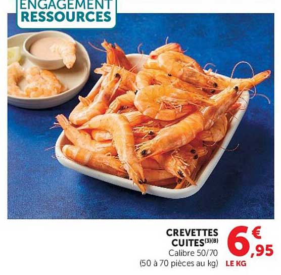 CREVETTES CUITES(3)(B) Calibre 50/70 (50 à 70 pièces au kg)
