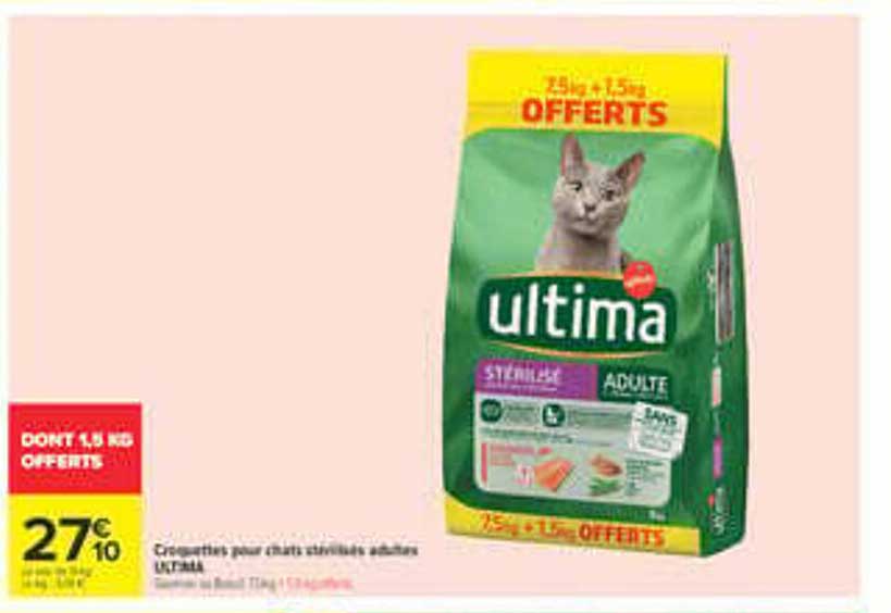 Croquettes pour chats stérilisés adultes ULTIMA