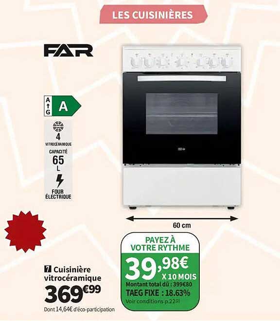 Cuisinière vitrocéramique