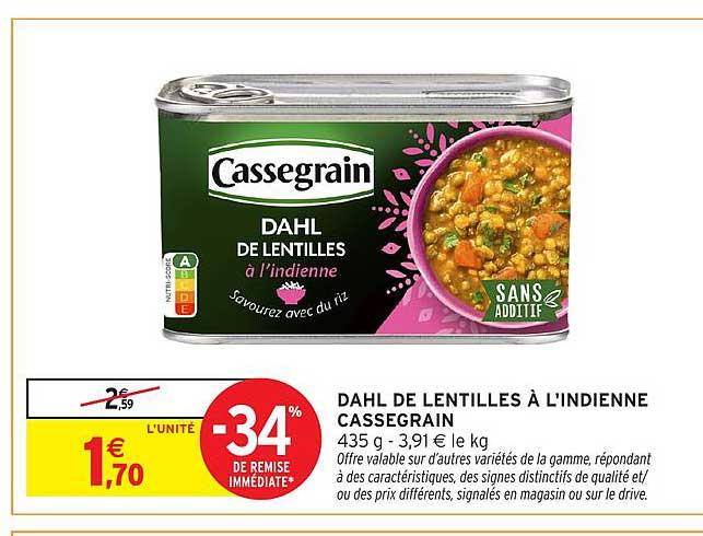 DAHL DE LENTILLES À L'INDIENNE CASSEGRAIN