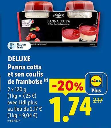 DELUXE Panna cotta et son coulis de framboise