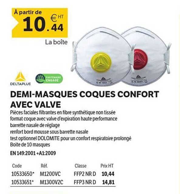 DEMI-MASQUES COQUES CONFORT AVEC VALVE