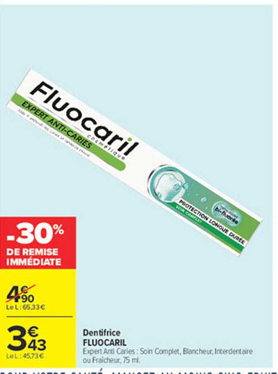 Dentifrice FLUOCARIL Expert Anti Caries : Soin Complet, Blancheur, Interdentaire ou Fraîcheur, 75 ml