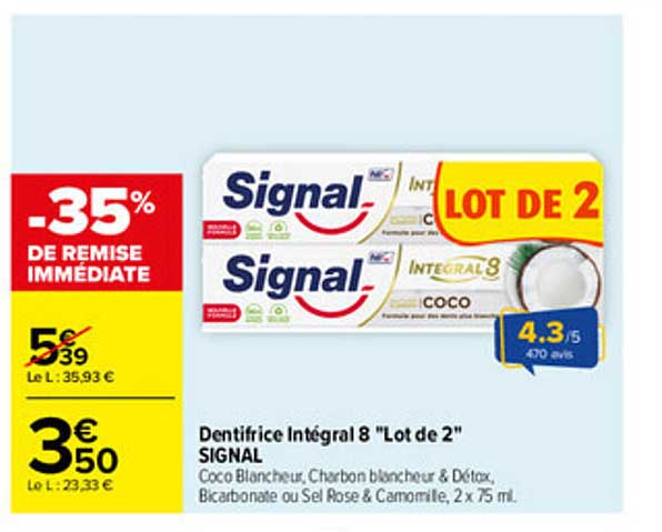 Dentifrice Intégral 8 "Lot de 2" SIGNAL