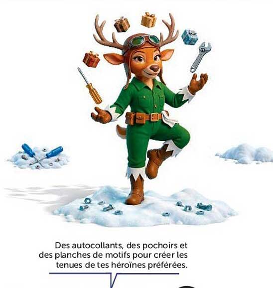 Des autocollants, des pochoirs et des planches de motifs pour créer les tenues de tes héroïnes préférées.