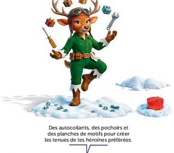 Des autocollants, des pochoirs et des planches de motifs pour créer les tenues de tes héroïnes préférées.