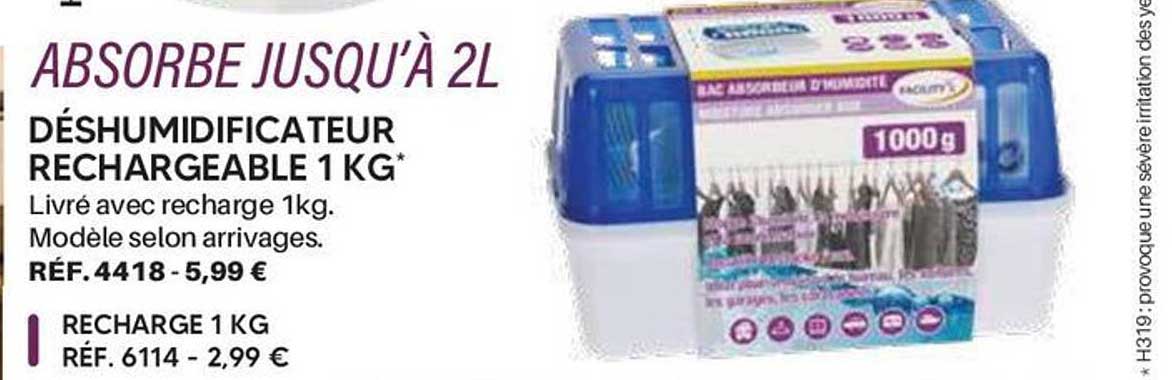 DÉSHUMIDIFICATEUR RECHARGEABLE 1 KG*