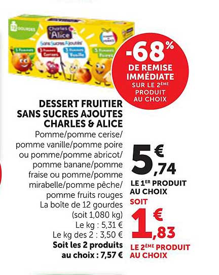 DESSERT FRUITIER SANS SUCRES AJOUTES CHARLES & ALICE
