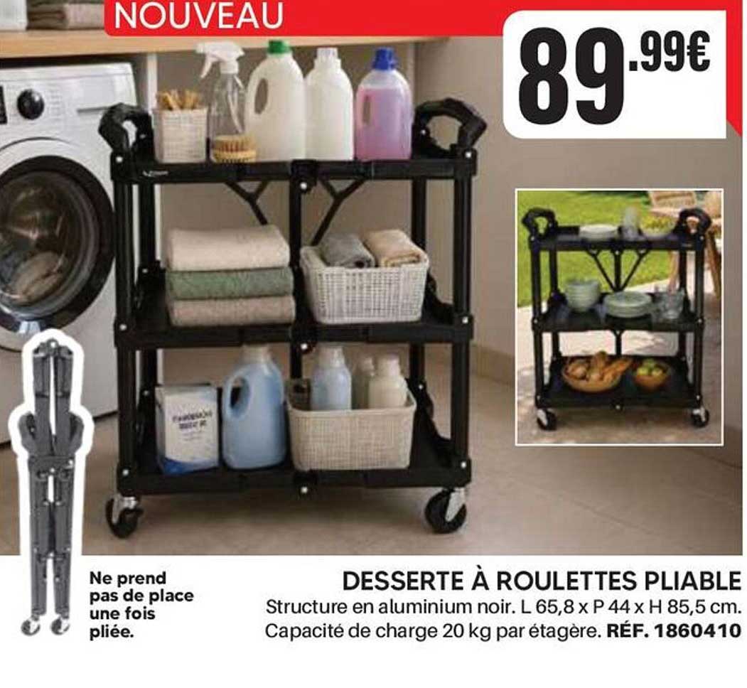 DESSERTE À ROULETTES PLIABLE
